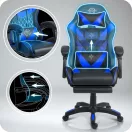 Gamer szék, Sofotel Draknor II, fekete-kék, 36–46 cm ülésmagasság, lábtartós, dönthető, derék- és fejpárnával, 150 kg teherbírás