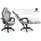 Gamer szék, Sofotel Lokar, világosszürke, 36-46 cm ülésmagasság, gumírozott kerekek, lábtartós, dönthető, 120 kg teherbírás