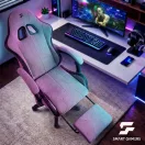 Gamer szék, Sofotel Lokar, világosszürke, 36-46 cm ülésmagasság, gumírozott kerekek, lábtartós, dönthető, 120 kg teherbírás