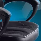 Gamer szék, Sofotel Master, fekete, 33-45 cm ülésmagasság, gumírozott kerekek, fejpárnával, 120 kg teherbírás
