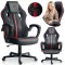 Gamer szék, Sofotel Master, fekete/piros, 33-45 cm ülésmagasság, gumírozott kerekek, fejpárnával, 120 kg teherbírás