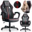 Gamer szék, Sofotel Master, fekete/piros, 33-45 cm ülésmagasság, gumírozott kerekek, fejpárnával, 120 kg teherbírás
