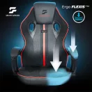 Gamer szék, Sofotel Master, fekete/piros, 33-45 cm ülésmagasság, gumírozott kerekek, fejpárnával, 120 kg teherbírás