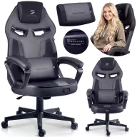   Gamer szék, Sofotel Furon, fekete, 37-57 cm ülésmagasság, gumírozott kerekek, derék- és fejpárnával, 120 kg teherbírás