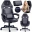 Gamer szék, Sofotel Furon, fekete, 37-57 cm ülésmagasság, gumírozott kerekek, derék- és fejpárnával, 120 kg teherbírás
