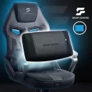 Gamer szék, Sofotel Furon, fekete, 37-57 cm ülésmagasság, gumírozott kerekek, derék- és fejpárnával, 120 kg teherbírás