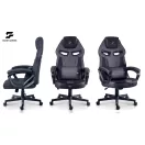 Gamer szék, Sofotel Furon, fekete, 37-57 cm ülésmagasság, gumírozott kerekek, derék- és fejpárnával, 120 kg teherbírás