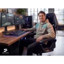 Gamer szék, Sofotel Furon, fekete, 37-57 cm ülésmagasság, gumírozott kerekek, derék- és fejpárnával, 120 kg teherbírás