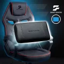 Gamer szék, Sofotel Furon, fekete/piros, 37-57 cm ülésmagasság, gumírozott kerekek, derék- és fejpárnával, 120 kg teherbírás