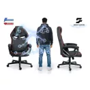 Gamer szék, Sofotel Furon, fekete/piros, 37-57 cm ülésmagasság, gumírozott kerekek, derék- és fejpárnával, 120 kg teherbírás
