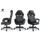 Gamer szék, Sofotel Furon, fekete/piros, 37-57 cm ülésmagasság, gumírozott kerekek, derék- és fejpárnával, 120 kg teherbírás