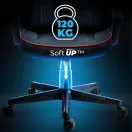 Gamer szék, Sofotel Furon, fekete/piros, 37-57 cm ülésmagasság, gumírozott kerekek, derék- és fejpárnával, 120 kg teherbírás