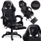 Gamer szék, Sofotel Specter, fekete, 42-52 cm ülésmagasság, gumírozott kerekek, lábtartós, dönthető, fejpárnával, 120 kg teherbírás