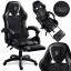 Gamer szék, Sofotel Specter, fekete, 42-52 cm ülésmagasság, gumírozott kerekek, lábtartós, dönthető, fejpárnával, 120 kg teherbírás