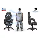 Gamer szék, Sofotel Specter, fekete, 42-52 cm ülésmagasság, gumírozott kerekek, lábtartós, dönthető, fejpárnával, 120 kg teherbírás