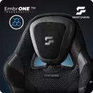 Gamer szék, Sofotel Specter, fekete, 42-52 cm ülésmagasság, gumírozott kerekek, lábtartós, dönthető, fejpárnával, 120 kg teherbírás