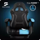 Gamer szék, Sofotel Specter, fekete, 42-52 cm ülésmagasság, gumírozott kerekek, lábtartós, dönthető, fejpárnával, 120 kg teherbírás