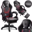 Gamer szék, Sofotel Specter, fekete/piros, 42-52 cm ülésmagasság, gumírozott kerekek, lábtartós, dönthető, fejpárnával, 120 kg teherbírás