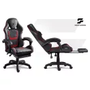 Gamer szék, Sofotel Specter, fekete/piros, 42-52 cm ülésmagasság, gumírozott kerekek, lábtartós, dönthető, fejpárnával, 120 kg teherbírás