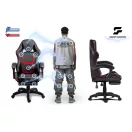 Gamer szék, Sofotel Specter, fekete/piros, 42-52 cm ülésmagasság, gumírozott kerekek, lábtartós, dönthető, fejpárnával, 120 kg teherbírás