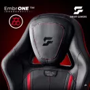 Gamer szék, Sofotel Specter, fekete/piros, 42-52 cm ülésmagasság, gumírozott kerekek, lábtartós, dönthető, fejpárnával, 120 kg teherbírás