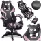 Gamer szék, Sofotel Specter, fekete/rózsaszín, 42-52 cm ülésmagasság, gumírozott kerekek, lábtartós, dönthető, fejpárnával, 120 kg teherbírás