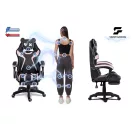 Gamer szék, Sofotel Specter, fekete/rózsaszín, 42-52 cm ülésmagasság, gumírozott kerekek, lábtartós, dönthető, fejpárnával, 120 kg teherbírás