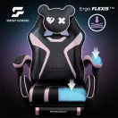 Gamer szék, Sofotel Specter, fekete/rózsaszín, 42-52 cm ülésmagasság, gumírozott kerekek, lábtartós, dönthető, fejpárnával, 120 kg teherbírás