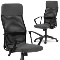   Irodai szék, Sofotel Sydney, sötétszürke, 110-117,5 cm, mikrohálós háttámla, állítható, hintamechanika, gázliftes magasságállítás, gumírozott kerekek