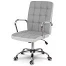 Irodai szék, Sofotel Benton, világosszürke, 95-105 cm, műbőr kárpit, ergonomikus háttámla, hintamechanika, gázliftes magasságállítás, gumírozott kerekek, 120 kg teherbírás