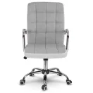 Irodai szék, Sofotel Benton, világosszürke, 95-105 cm, műbőr kárpit, ergonomikus háttámla, hintamechanika, gázliftes magasságállítás, gumírozott kerekek, 120 kg teherbírás