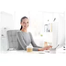Irodai szék, Sofotel Benton, világosszürke, 95-105 cm, műbőr kárpit, ergonomikus háttámla, hintamechanika, gázliftes magasságállítás, gumírozott kerekek, 120 kg teherbírás