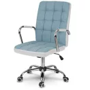 Irodai szék, Sofotel Benton, kék, 95-105 cm, műbőr kárpit, ergonomikus háttámla, hintamechanika, gázliftes magasságállítás, gumírozott kerekek, 120 kg teherbírás