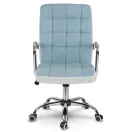 Irodai szék, Sofotel Benton, kék, 95-105 cm, műbőr kárpit, ergonomikus háttámla, hintamechanika, gázliftes magasságállítás, gumírozott kerekek, 120 kg teherbírás