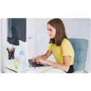 Irodai szék, Sofotel Benton, kék, 95-105 cm, műbőr kárpit, ergonomikus háttámla, hintamechanika, gázliftes magasságállítás, gumírozott kerekek, 120 kg teherbírás
