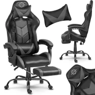   Gamer szék, Sofotel Cerber, fekete-szürke, 125-135 cm, 46-56 cm ülésmagasság, dönthető háttámla, állítható, deréktámasz, kihúzható lábtartó, gumírozott kerekek
