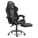 Gamer szék, Sofotel Cerber, fekete-szürke, 125-135 cm, 46-56 cm ülésmagasság, dönthető háttámla, állítható, deréktámasz, kihúzható lábtartó, gumírozott kerekek