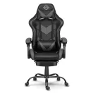 Gamer szék, Sofotel Cerber, fekete-szürke, 125-135 cm, 46-56 cm ülésmagasság, dönthető háttámla, állítható, deréktámasz, kihúzható lábtartó, gumírozott kerekek