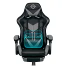 Gamer szék, Sofotel Cerber, fekete-szürke, 125-135 cm, 46-56 cm ülésmagasság, dönthető háttámla, állítható, deréktámasz, kihúzható lábtartó, gumírozott kerekek