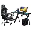 Gamer szék, Sofotel Cerber, fekete-szürke, 125-135 cm, 46-56 cm ülésmagasság, dönthető háttámla, állítható, deréktámasz, kihúzható lábtartó, gumírozott kerekek