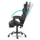 Gamer szék, Sofotel Cerber, fekete-szürke, 125-135 cm, 46-56 cm ülésmagasság, dönthető háttámla, állítható, deréktámasz, kihúzható lábtartó, gumírozott kerekek