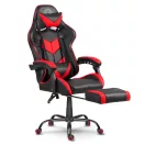 Gamer szék, Sofotel Cerber, fekete-piros, 125-135 cm, 46-56 cm ülésmagasság, dönthető háttámla, állítható, deréktámasz, kihúzható lábtartó, gumírozott kerekek