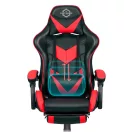 Gamer szék, Sofotel Cerber, fekete-piros, 125-135 cm, 46-56 cm ülésmagasság, dönthető háttámla, állítható, deréktámasz, kihúzható lábtartó, gumírozott kerekek