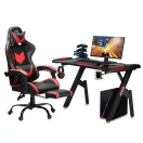 Gamer szék, Sofotel Cerber, fekete-piros, 125-135 cm, 46-56 cm ülésmagasság, dönthető háttámla, állítható, deréktámasz, kihúzható lábtartó, gumírozott kerekek