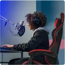 Gamer szék, Sofotel Cerber, fekete-piros, 125-135 cm, 46-56 cm ülésmagasság, dönthető háttámla, állítható, deréktámasz, kihúzható lábtartó, gumírozott kerekek