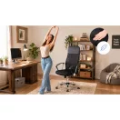 Irodai szék, Sofotel Tamar, fekete, 105-115 cm, 34-44 cm ülésmagasság, mikrohálós háttámla, állítható, hintamechanika, gázliftes magasságállítás, gumírozott kerekek