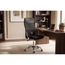 Irodai szék, Sofotel Tamar, fekete, 105-115 cm, 34-44 cm ülésmagasság, mikrohálós háttámla, állítható, hintamechanika, gázliftes magasságállítás, gumírozott kerekek