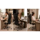 Irodai szék, Sofotel Tamar, fekete, 105-115 cm, 34-44 cm ülésmagasság, mikrohálós háttámla, állítható, hintamechanika, gázliftes magasságállítás, gumírozott kerekek