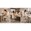 Irodai szék, Sofotel Tamar, bézs, 105-115 cm, 34-44 cm ülésmagasság, mikrohálós háttámla, állítható, hintamechanika, gázliftes magasságállítás, gumírozott kerekek