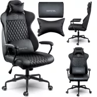   Irodai szék, Sofotel Verona, fekete, 41–48 cm ülésmagasság, hintafunkció, gázliftes magasságállítás, műbőr kárpit, gumírozott kerekek, fém talp, deréktámasz és fejpárna, 120 kg teherbírás